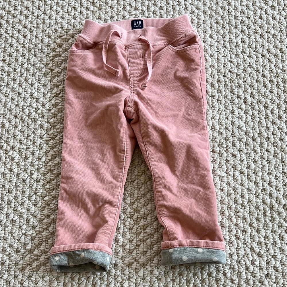 GAP Pink Corduroy Pants with Polka Dot Cuff Size 3T
